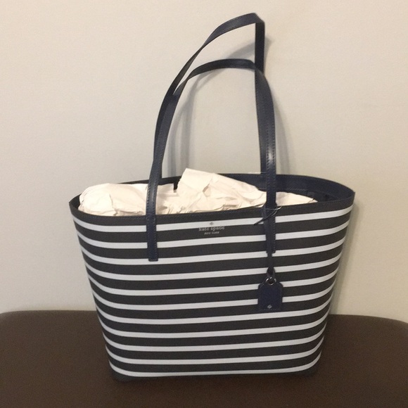 kate spade Handbags - Kate Spade Janie Medium Blue White Strip Tote